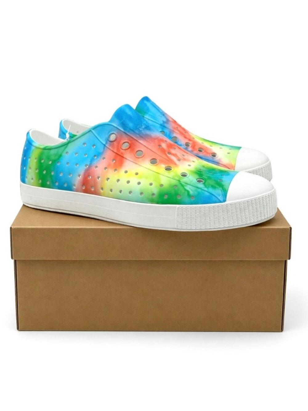 Native Jefferson Slip-On Water Shoe Rainbow Tie Dye Lightweight Mens 9 Womens 11